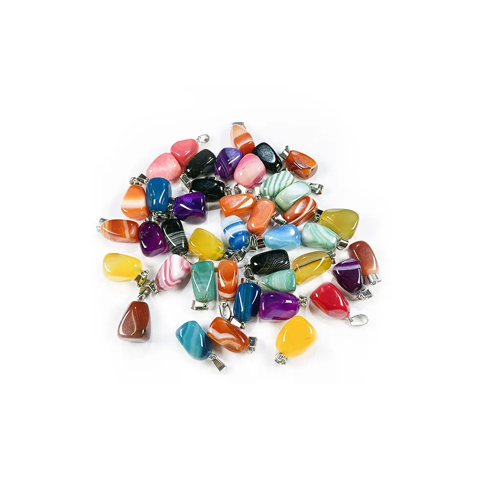 

5pcs/lot Mix Colors Natural Stripe Agates Stones Pendant Irregural Pendant Charms for Making DIY Jewelry Necklace 10x20-15x25mm