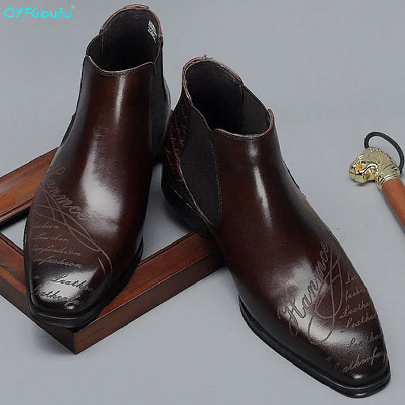 Модные мужские классические ботинки из 100% натуральной кожи роскошные