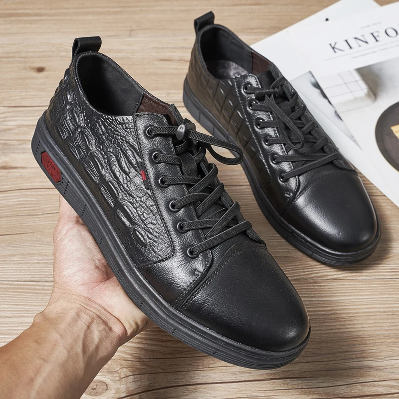 Кроссовки мужские из натуральной кожи на шнуровке Повседневная Удобная Уличная