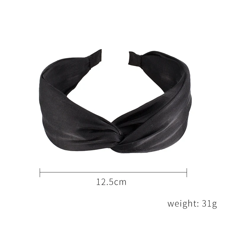

2020 satin hairband Women Hair Accessories New solid color summer headband female cross knotted wide-brimmed beach headband