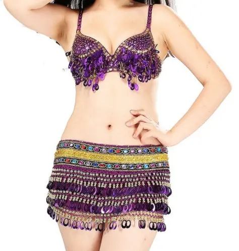 

Girls Belly Dance Costume Club Party Outfits Stage Show Bra Hip Scarf Wrap Skirt Women Sexy Carnival Sequin Halloween Party Wear