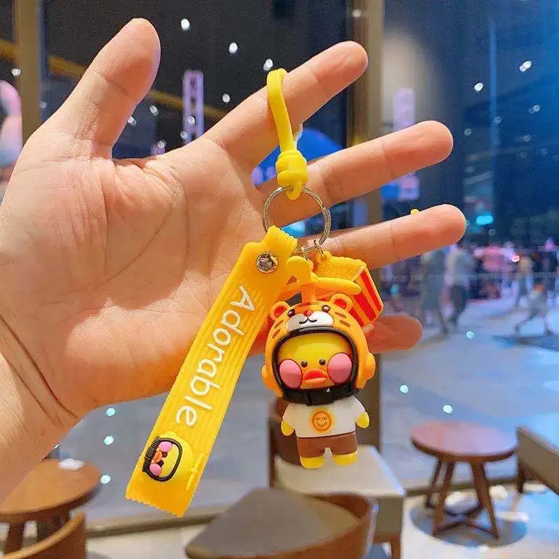 

Korean Cute Windstick Yellow Duck Keychain Female Girl Cartoon Doll Key Chain Bag Car Pendant Key Ring Couple Keyrings Gifts Acc