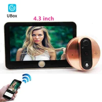 4 3 screen wifi doorbell video peephole night vision out motion detection monitor cat eye viewer wireless intercom door bell