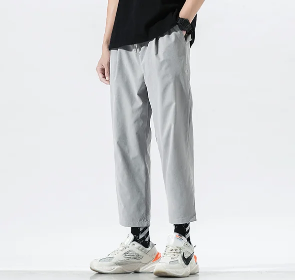 

2021 Summer Men's Black Army Green Gray Harem Pants Streetwear Men Loose Casual Pants Ankle length Trousers S-3XL