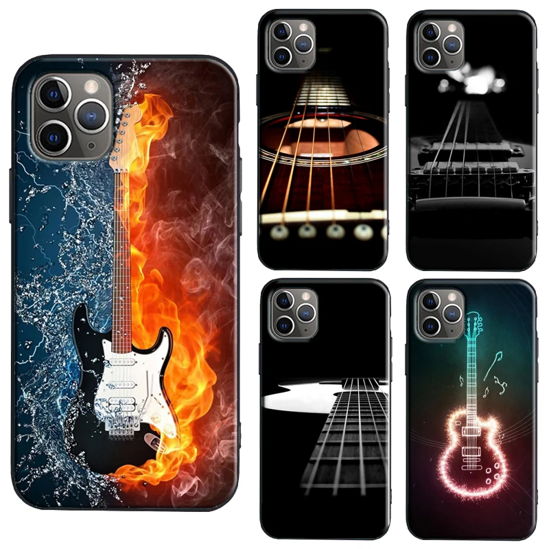Fire Guitar Music TPU чехол для iPhone X XR XS Max SE 2020 6S 7 8 Plus 11 Pro 12 mini Coque|Бамперы| |