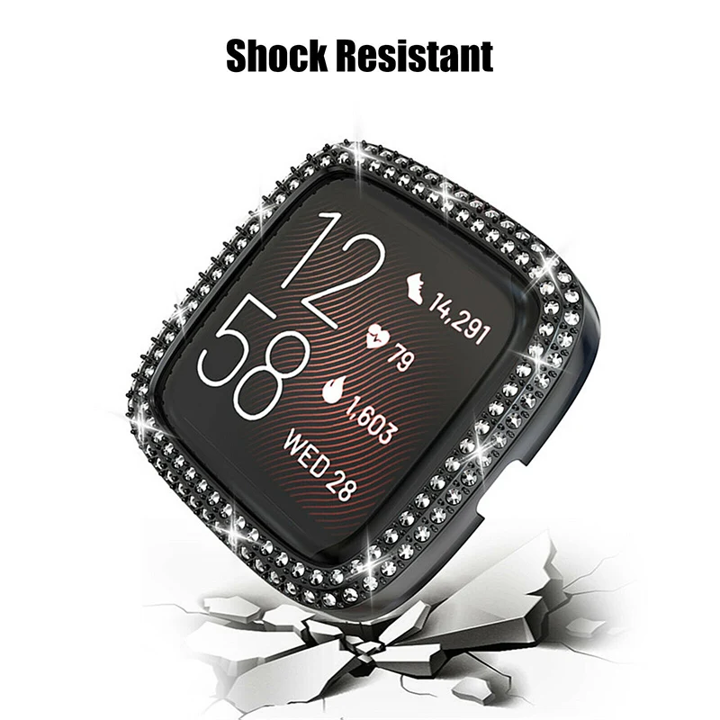

Watch Cover Case Scratchproof Screen Protector Crystal Rhinestone Bumper PC Protective Cover Cases For Fitbit Versa 2