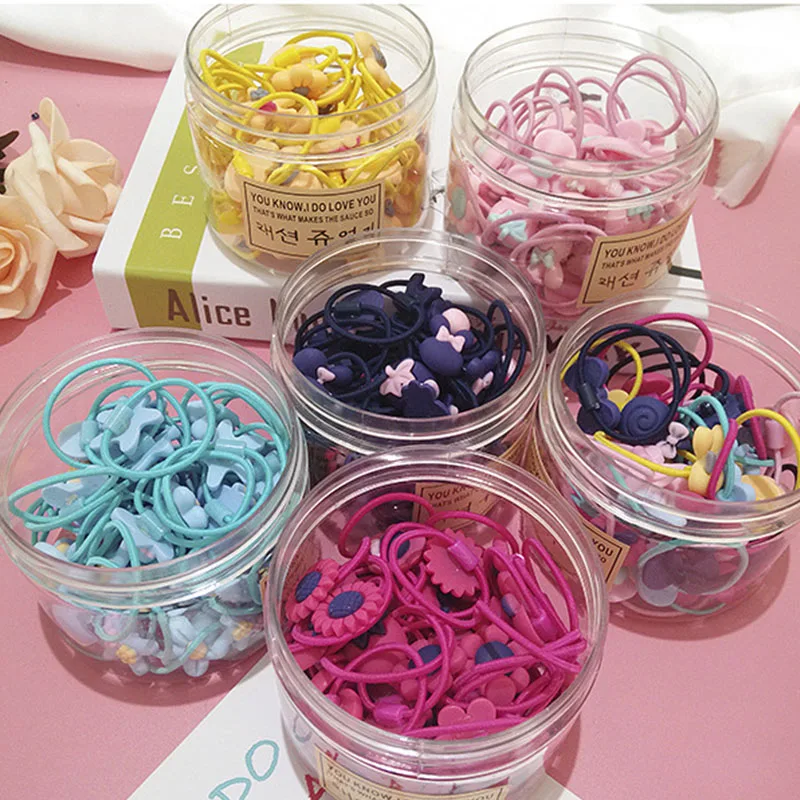 

40Pcs/Lot Girls Hair Accessories Gift Box Elastic Hair Bands Flower Hair Clip Bows New Headband Hairband Cute Hairbands for Kids