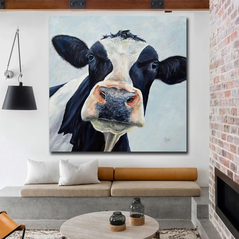 Большого размера современное одежда с принтом милой коровы Wall Art изображение