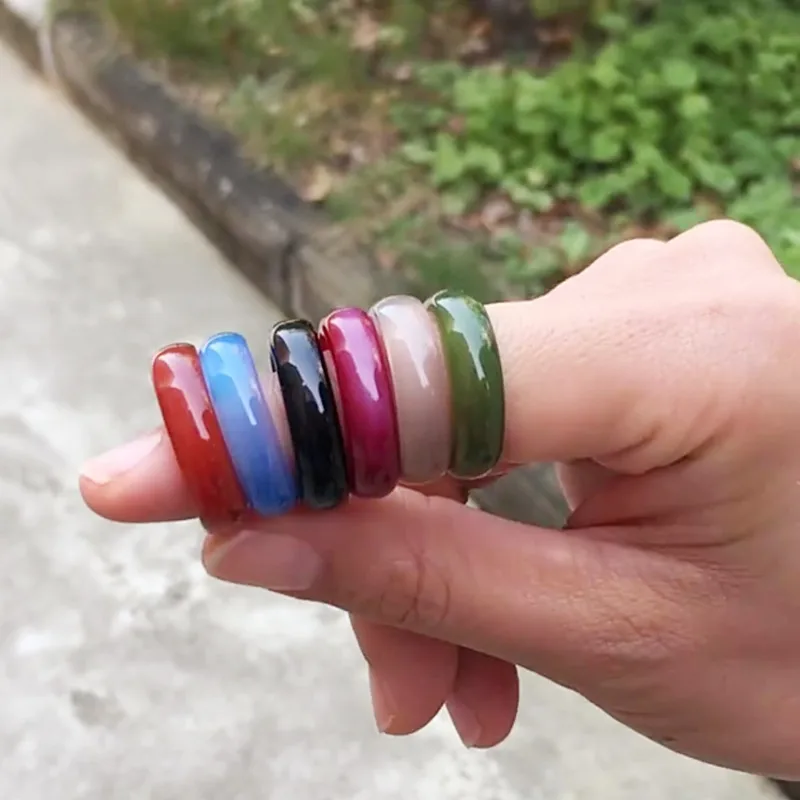 Кольца унисекс из натурального камня с нефритовым агатом | Украшения и