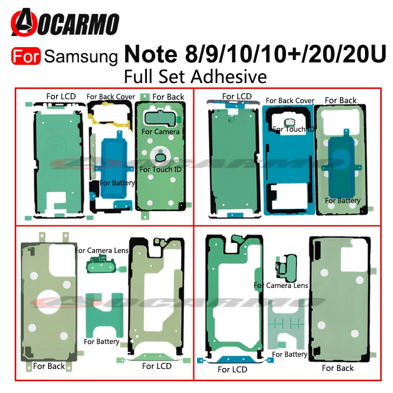 For Samsung Note 7 8 9 10 Plus 20 Ultra Note8 Note9 Front LCD Back Cover Battery Full Set Waterproof Adhesive Tape Glue Sticker