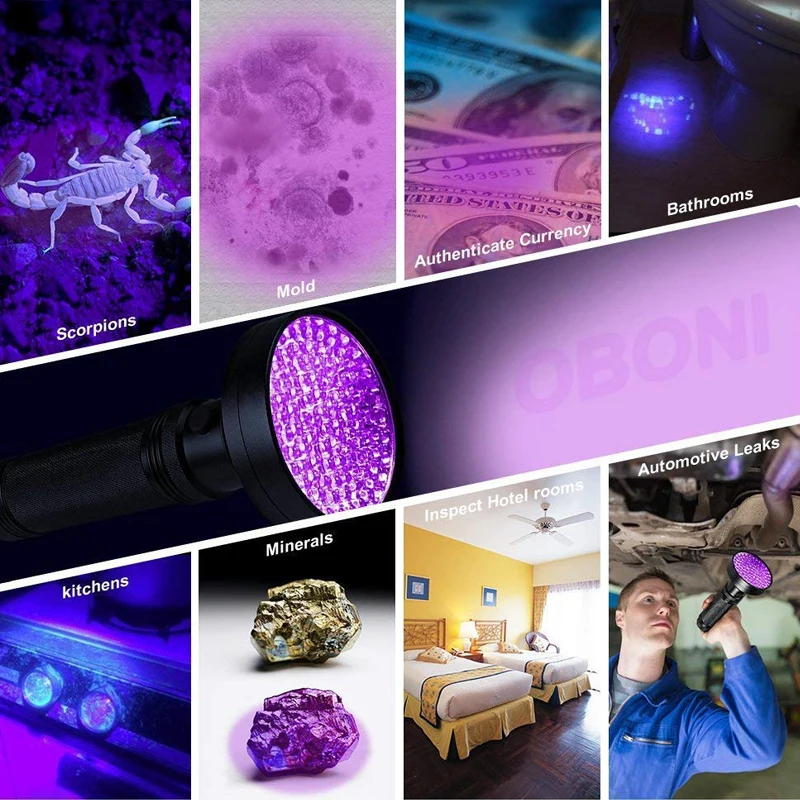

100 LED UV Ultra Violet Flashlight Blacklight Light Inspection Lamp Electric Torch