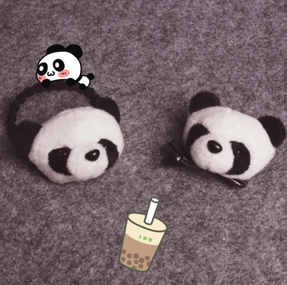 1 шт. новый дизайн Короткие Плюшевые шпильки панды Детские эластичные повязки для