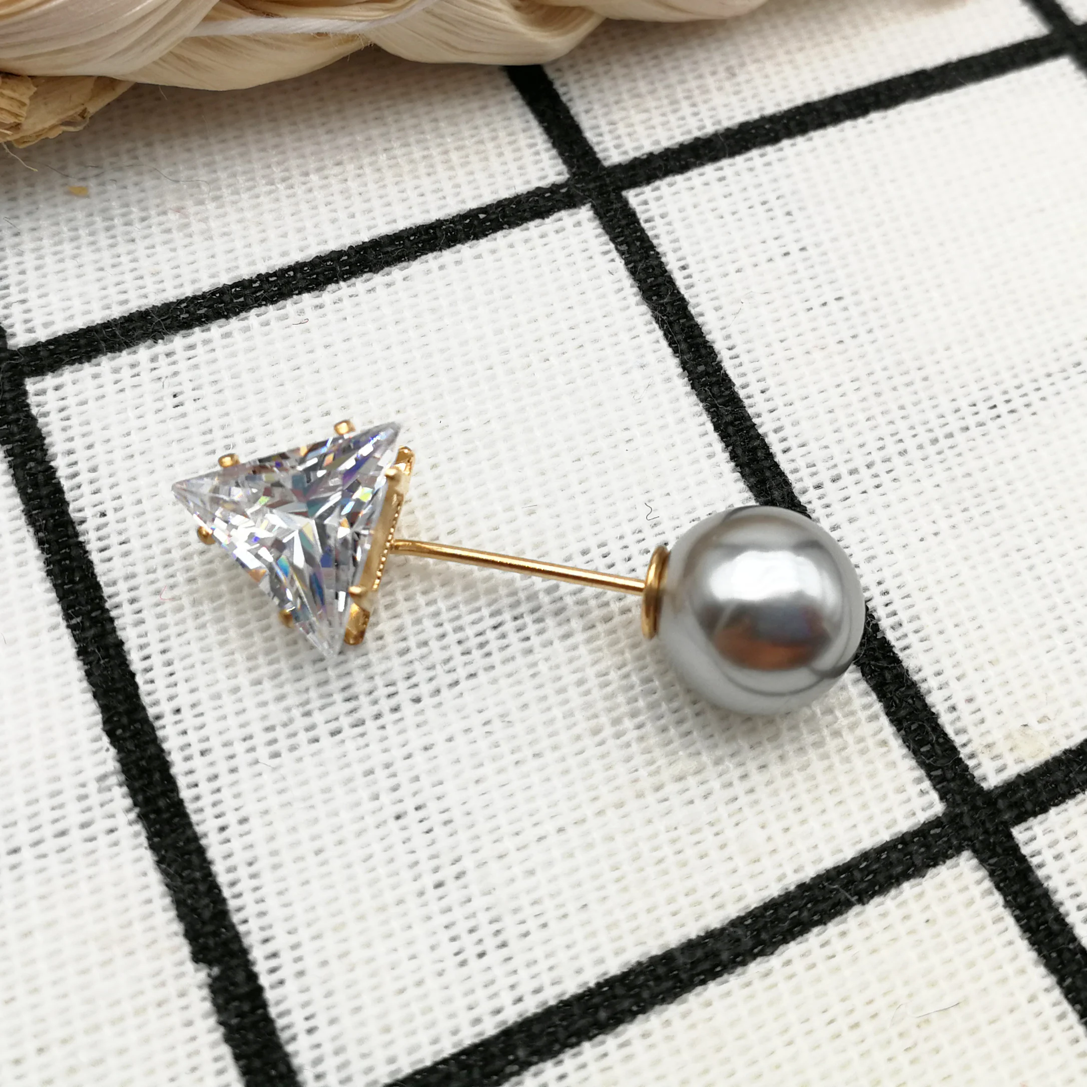 Женская Брошь на булавке Золотая брошь с кристаллами циркона Свадебный зажим для