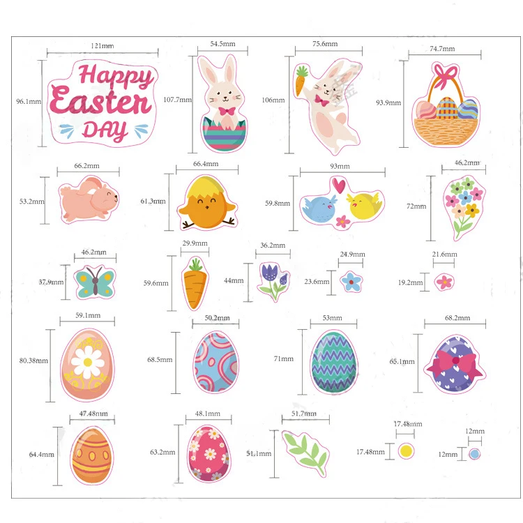 

Cartoon Easter Window Sticker Wall Eater Colorful Eggs Rabbit Basket Cute Bunny Easter Happy Easter Party Decor For Home 2021