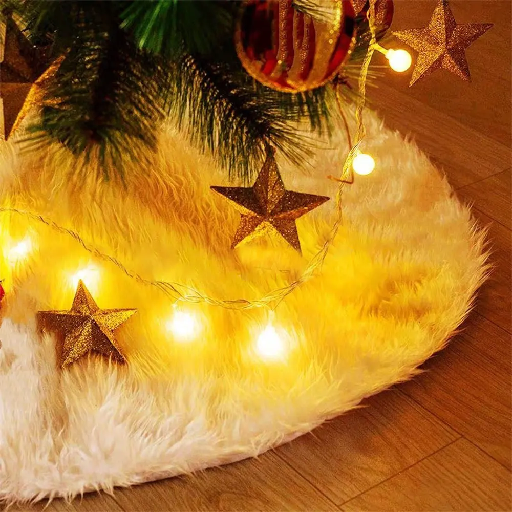 Белая плюшевая Рождественская елка юбка фартуки круглый ковер украшения для