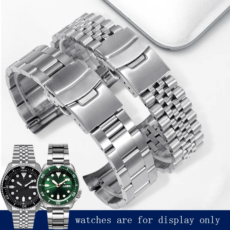 

Stainless Steel Watchband Silver Bracelet Double Insurance Buckle Suitable For Seiko SKX007/009 SKX173/175 Watch Chain 20 22mm