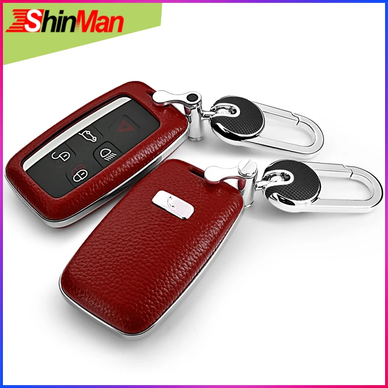 ShinMan 6color Top Layer Leather + ABS Car leather key cover For Jaguar XE XJ XJL XF C-X16 V12 guitar F X type Key Case shell | Автомобили