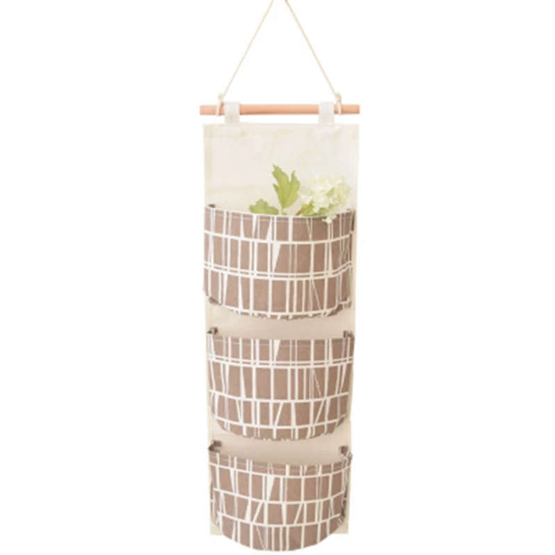 Домашняя простая Модная хлопковая льняная подвесная сумка с принтом на дверь