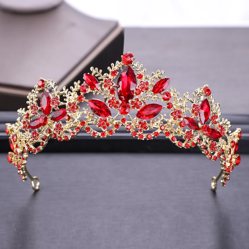 AiliBride Роскошная тиара в стиле барокко с красными искусственными кристаллами AB