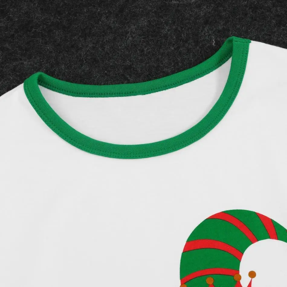 Two Pieces Family Couple Wear Home Service Pajamas Set Christmas Letter Print Striped Parent-child T-shirt Elastic Waist Pants L