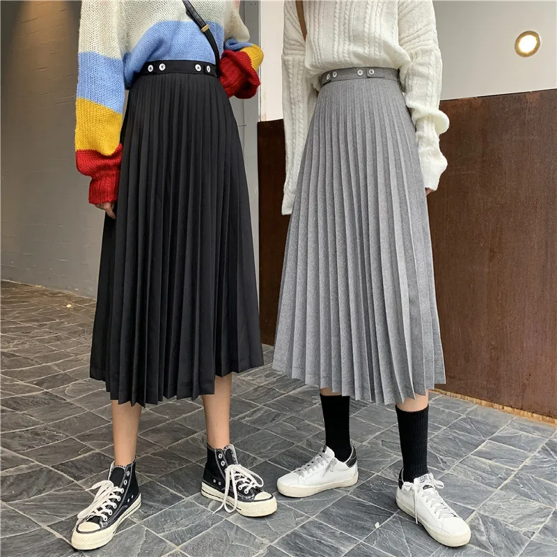 Женские плиссированные юбки до середины икры REALEFT серые простые тюлевые