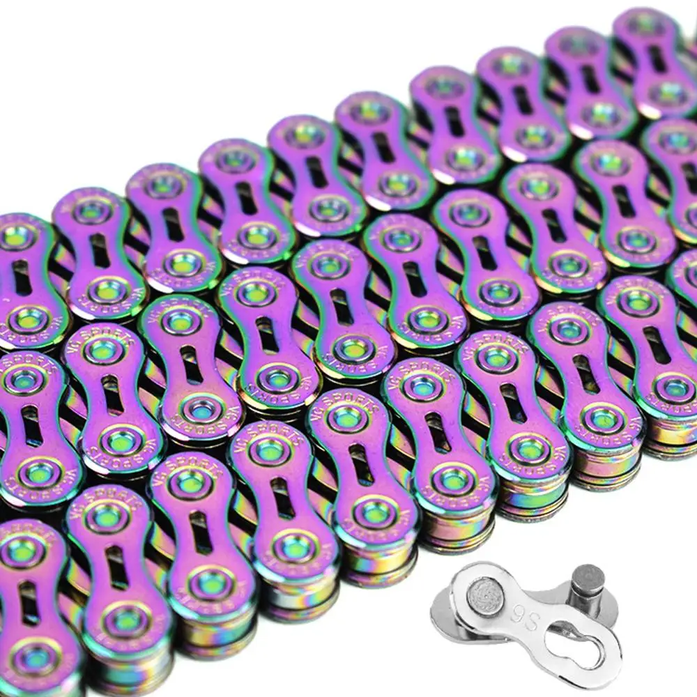 

9/10 Speed Bicycle Chains Dazzling Color hollow bike chain mountain road bike MTB Chain Part ultralight 116L