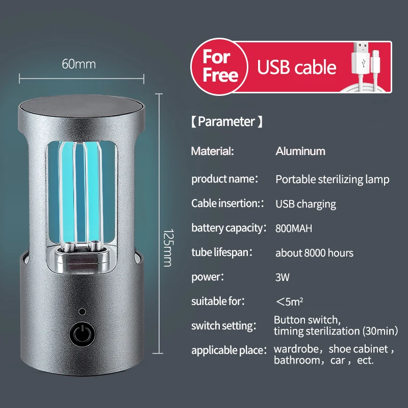 Портативный УФ лампа USB Перезаряжаемые ультрафиолетовый светильник трубка озона