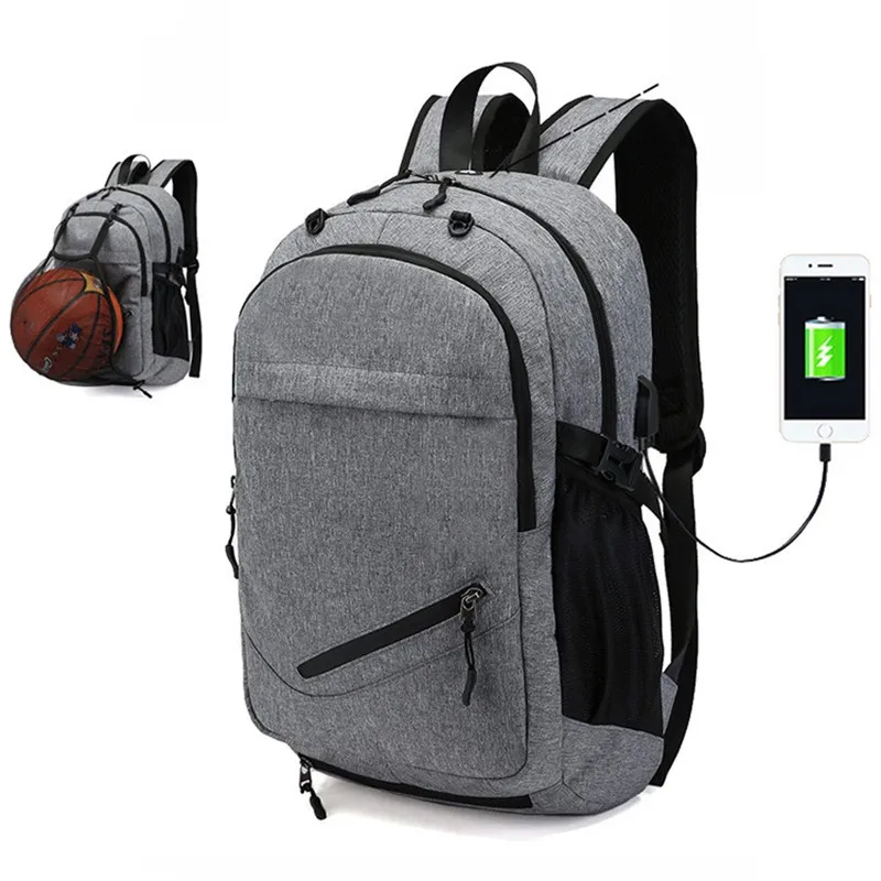 

Men's Sports Gym Bags Basketball Backpack School Bags For Teenager Boys Soccer Ball Pack Laptop Bag Football Net Fitness Bag