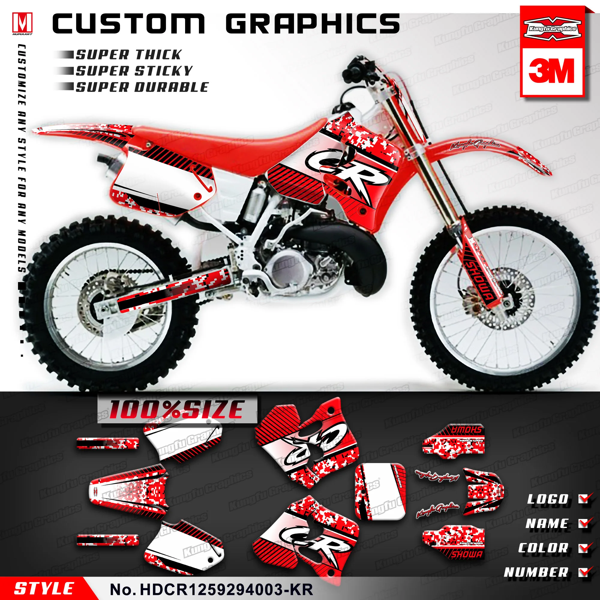 Индивидуальные графические наклейки KUNGFU виниловые для автомобилей Honda CR 125 250 1992