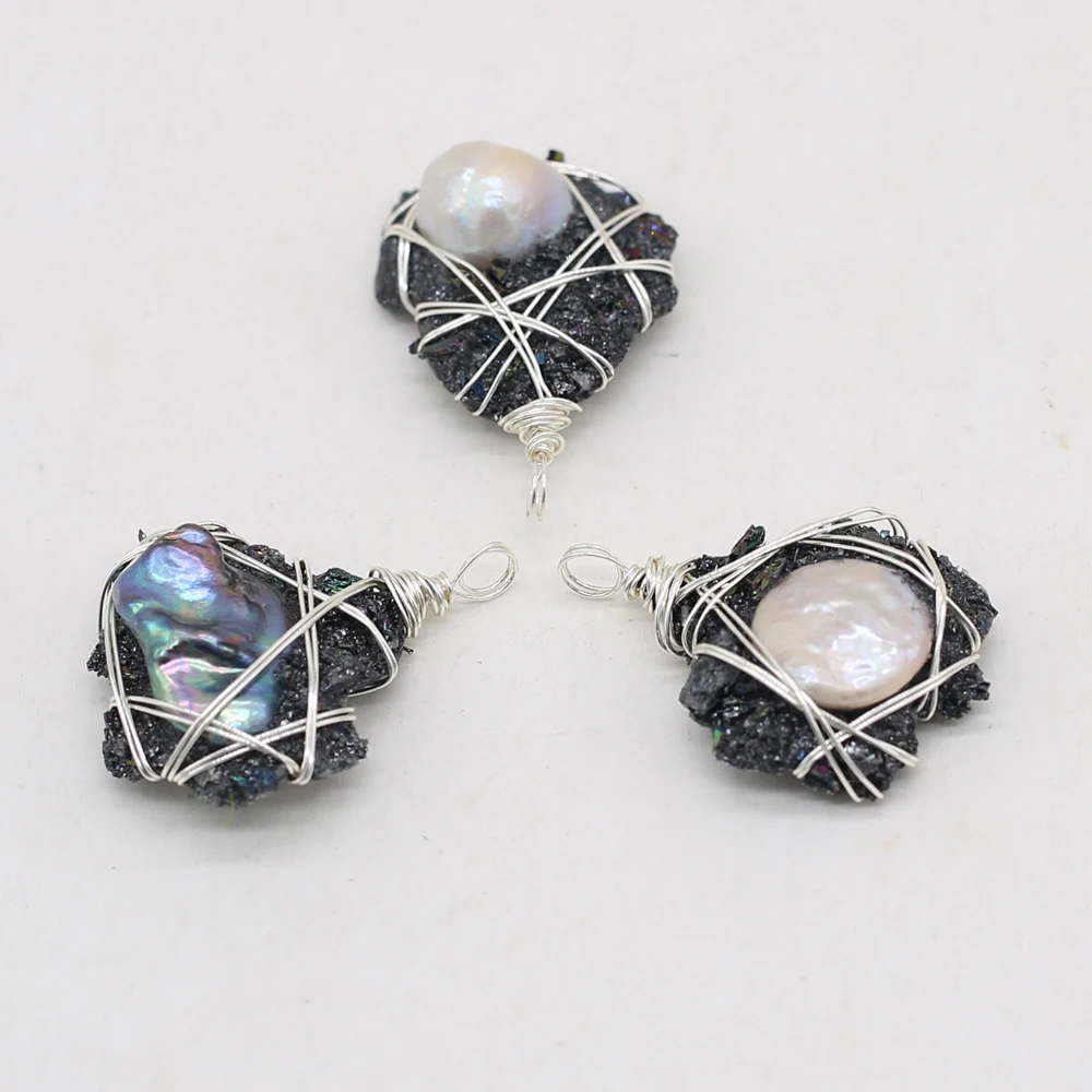 

Small Pendant Natural Stone Irregular Black Crystal Bud Pearl Charms for Jewelry Making DIY Earring Necklace Accessories Gift