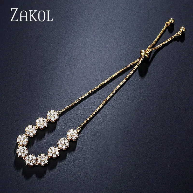 Женский Регулируемый браслет с фианитами в форме цветка | Украшения и аксессуары