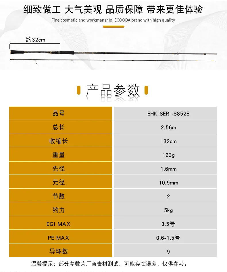 ECOODA Новые полные части Fuji кальмарная Удочка 2,56 м Шор метание удочка для ловли кальмара/2,1 м лодка метание удочка для ловли кальмара креветка-приманка