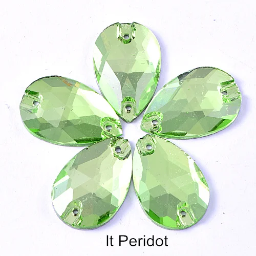 lt Peridot Каплевидные стразы, много цветов, пришивные стразы с плоской задней стороной, стеклянные хрустальные каплевидные стразы, свадебное платье F0155 - Цвет: lt Peridot