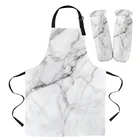 Фартук женский под белый мрамор с трещинами, маленький кухонный фартук для взрослых и детей, манжета для духовки, Аксессуары для выпечки, нагрудник