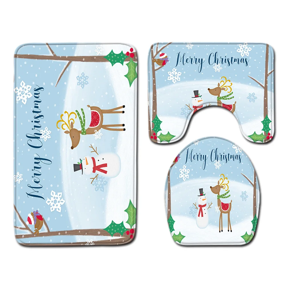 Zeegle Счастливого Рождества коврик набор для Ванная комната украшения 3 шт.