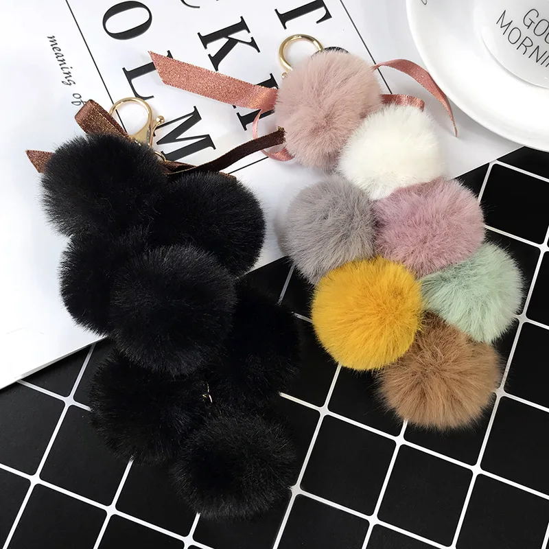 Брелок для ключей с фруктовым шариком из искусственного кроличьего меха помпон