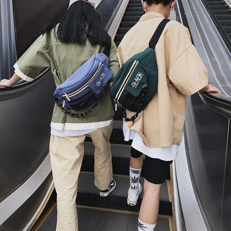 Street Shoulder Bag Chest for Teenager Girls Messenger Men Women Tooling Big Chain Chestbag Personalized Waist |