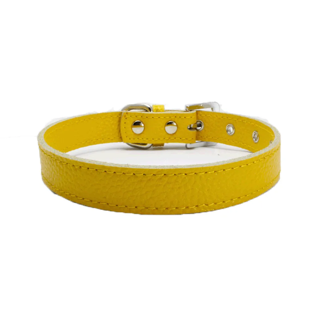 Ошейник из мягкой кожи для собак регулируемый поводок щенков и кошек 6 цветов