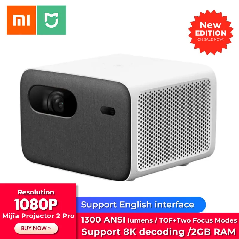 

Original Xiaomi Mijia Projector 2 Pro HD 1080P Laser TV 1300 ANSI Lumens 16GB eMMC Dolby Home Theater Support Side Projection