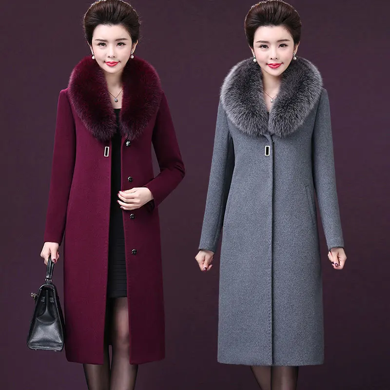 2020 зимняя куртка для женщин пальто большой меховой воротник Шерстяное