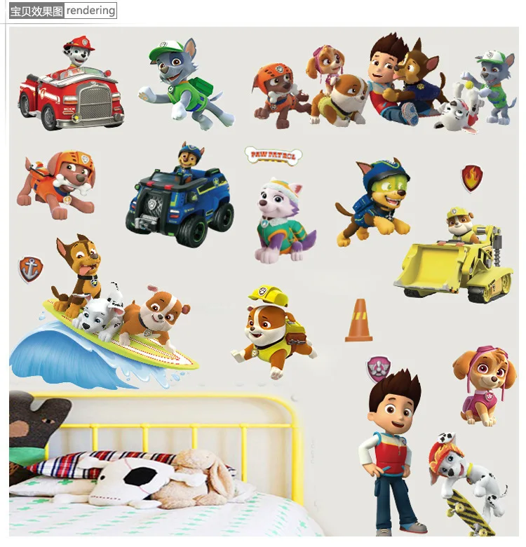 Наклейки на стену Щенячий патруль мультяшная аниме-фигурка украшение для