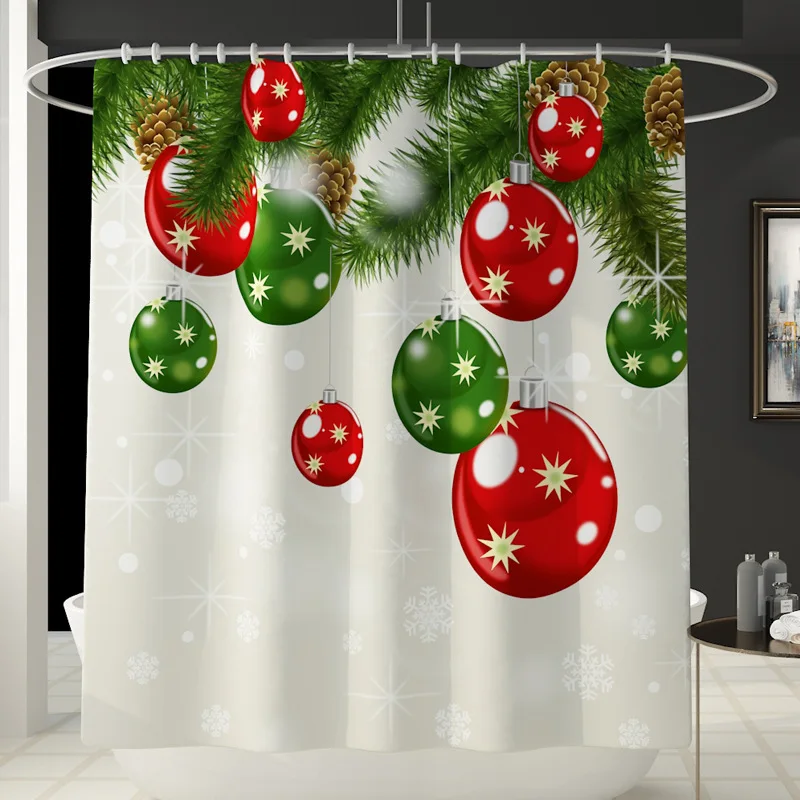 Merry Christmas Ванная комната Водонепроницаемая душевая занавеска в комплекте стойка для тряпок крышка ковра крышка унитаза набор ковриков для ванной