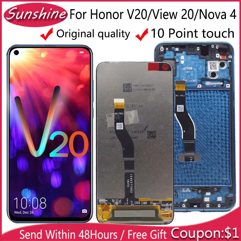 ЖК дисплей качества AAA для Honor V20 View 20 с рамкой экран дисплея Huawei Nova 4 сенсорным