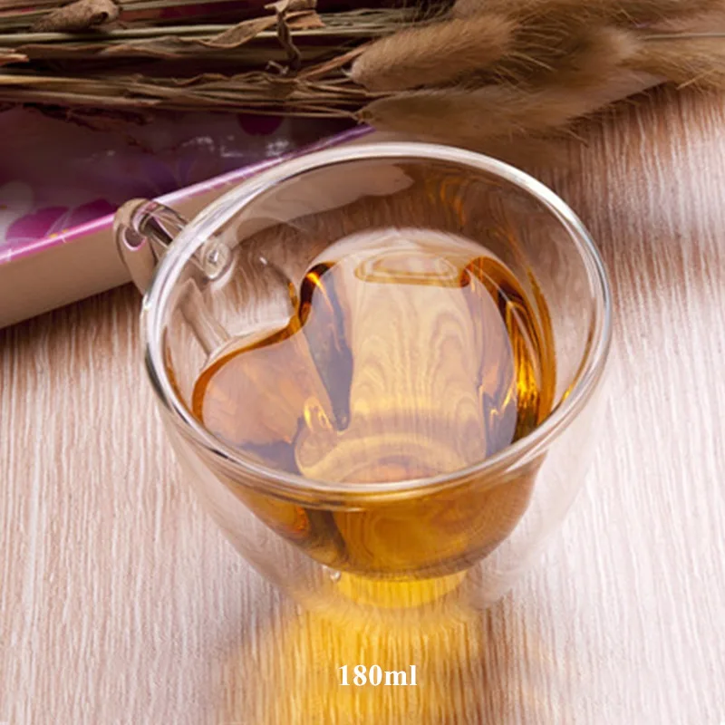 K 180ml Стеклянная кофейная чашка с двойными стенками, новинка, термостойкая двухслойная стеклянная ручка, чайная чашка, креативный подарок, посуда для напитков, молоко - Цвет: K 180ml