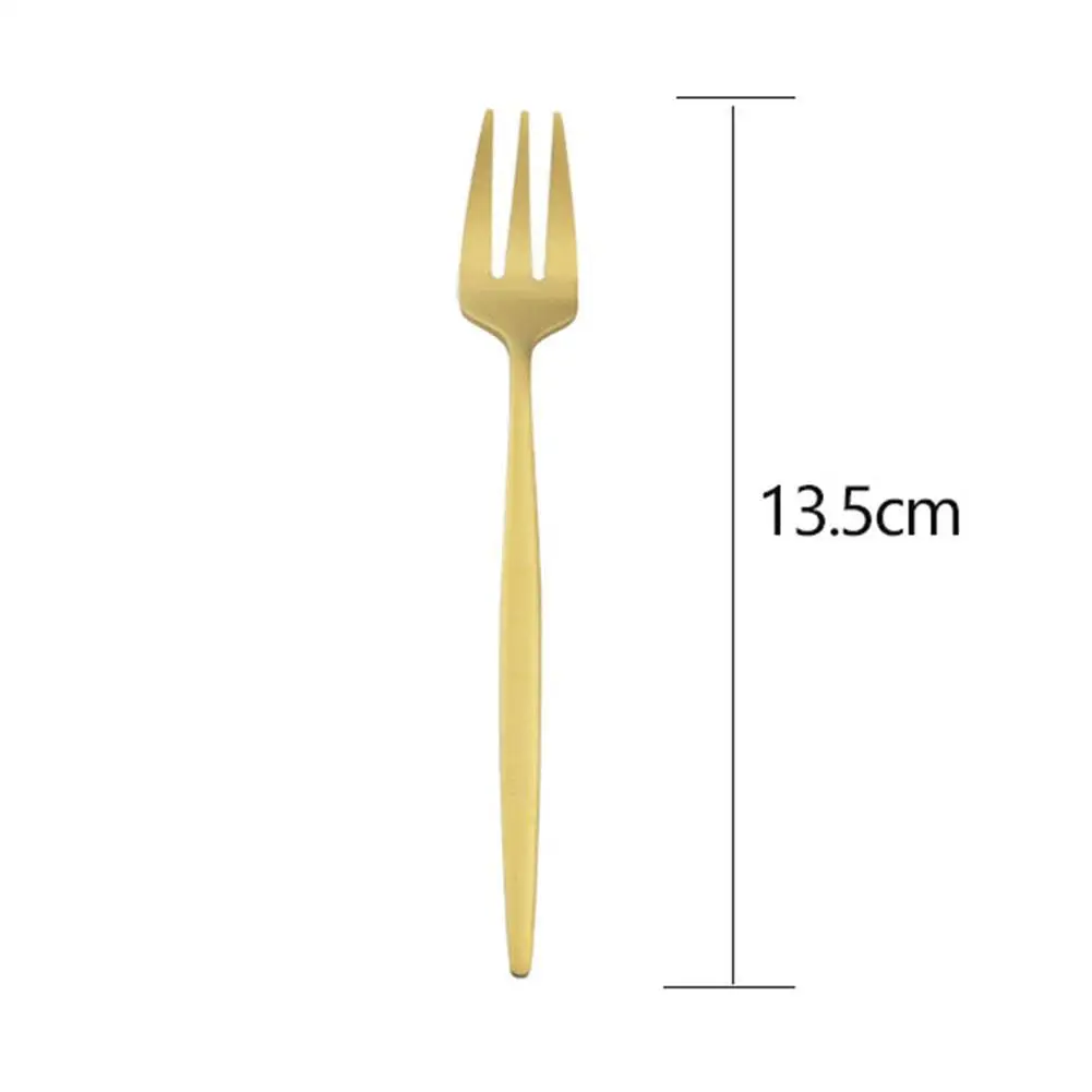 

KITPIPI 1PC Gold Fork Set Tea Cake Snack Fork Dinnerware Cutlery Mirror Steel Tableware Dessert Fruit Fork Silverware