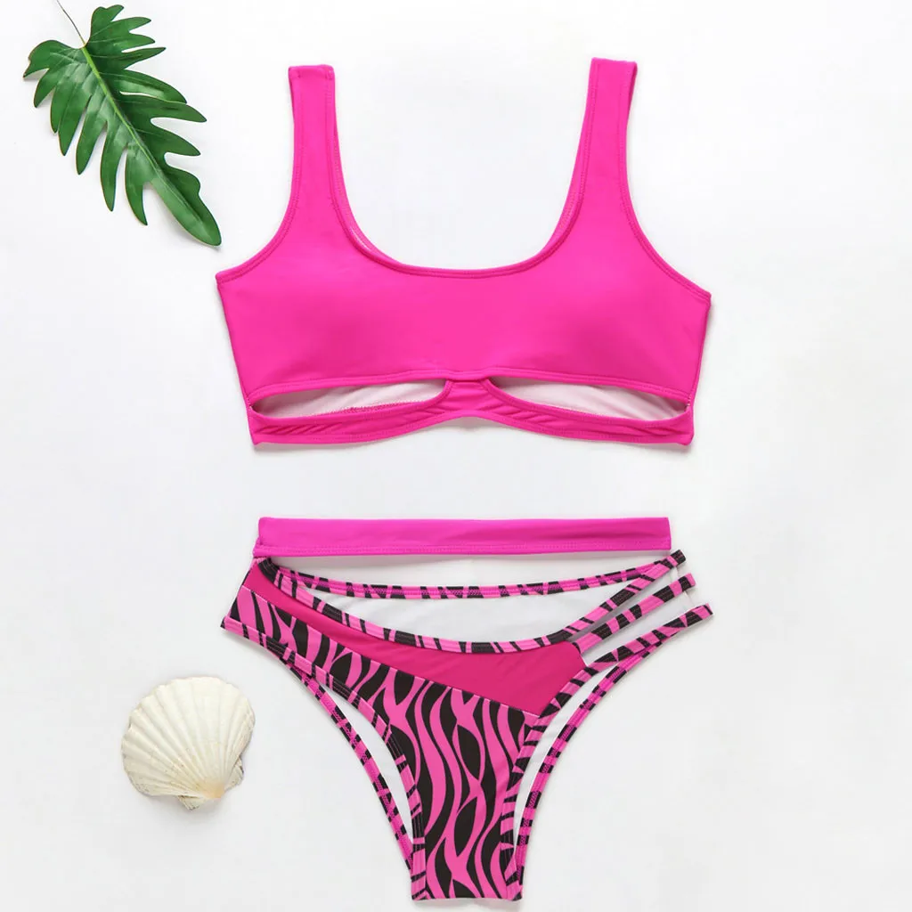 Бандажный купальник с вырезами женский высокой талией топ труба купальный