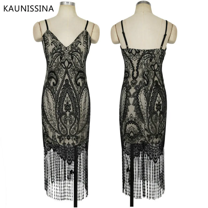 

KAUNISSINA Women Sexy Spaghetti Straps Cocktail Dresses New Homecoming Robe Backless Tassel Lace Party Gowns Vestidos