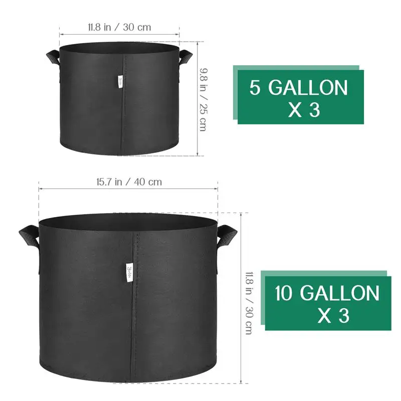 

Yardwe 6pcs Plant Grow Bags Heavy Duty 5 and 10 Gallon Vegetables and Flowers Planting Bags Thicken Plant Pot with Handles
