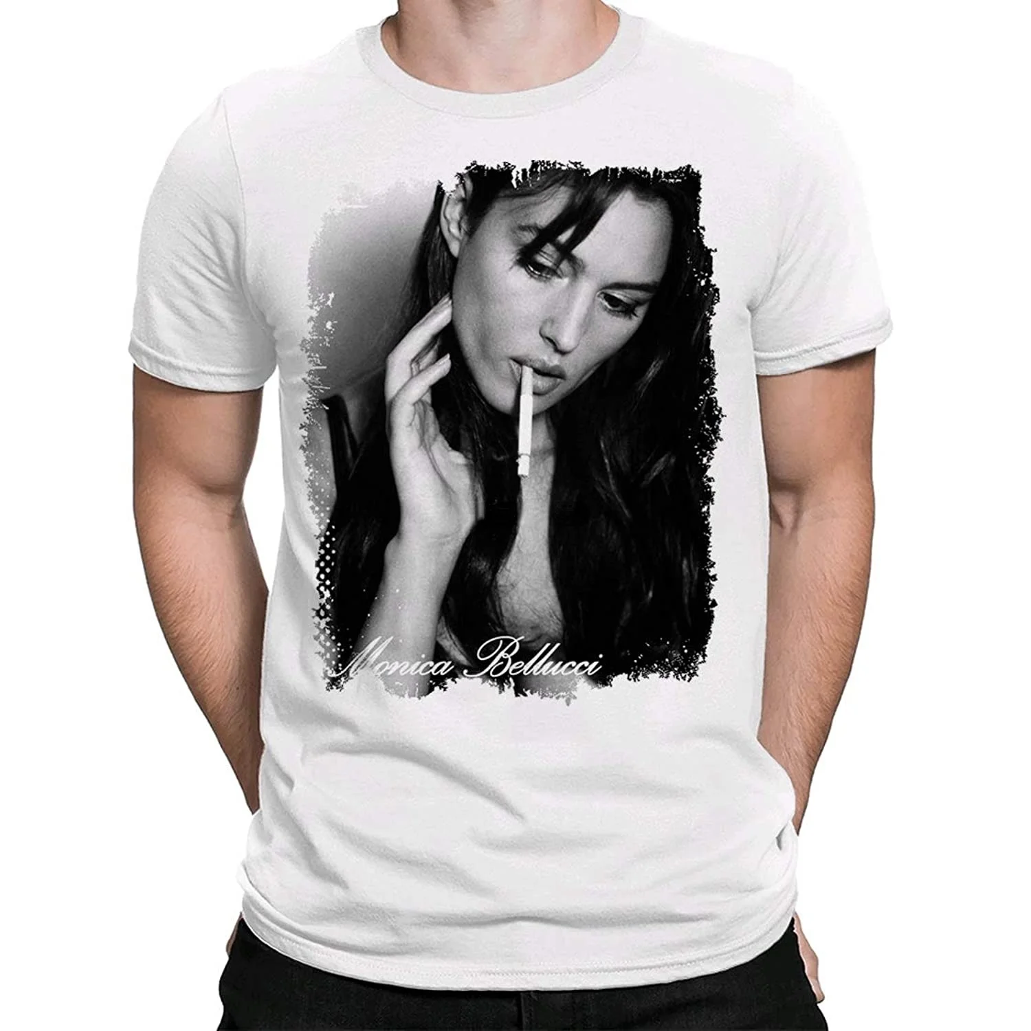 

Creativeideas Monica Bellucci 8 T-Shirt Men'S Casual Round Collar Short Sleeve T Shirt White