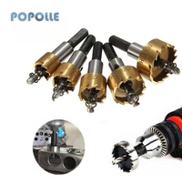 popolle 5pcstainless steel hole saw upgraded 16 30 mm drill bit titanium plated tct hole opener set metal plate hole drill bit